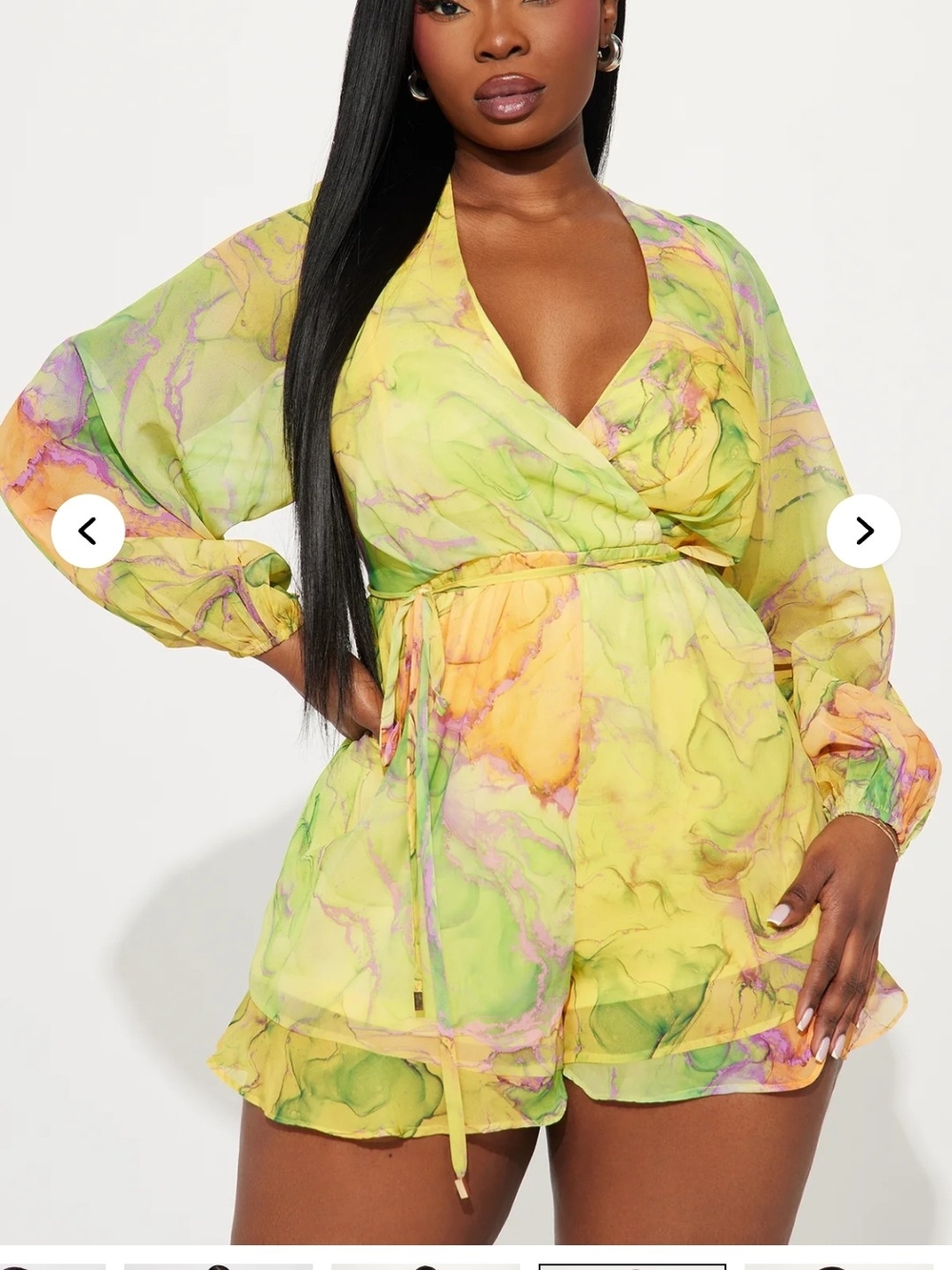 Nwt Large Fashion Nova Yellow Multi Marble Print Romper - Picture 6 of 17